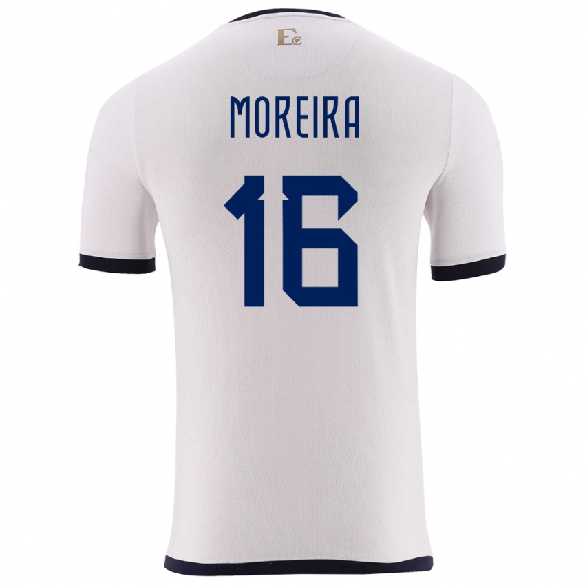 Uomo Maglia Ecuador Ligia Moreira #16 Bianco Kit Gara Away 24-26 Maglietta