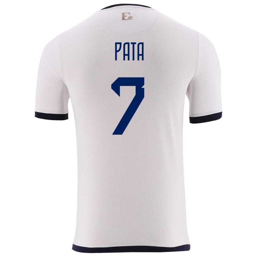 Uomo Maglia Ecuador Emerson Pata #7 Bianco Kit Gara Away 24-26 Maglietta