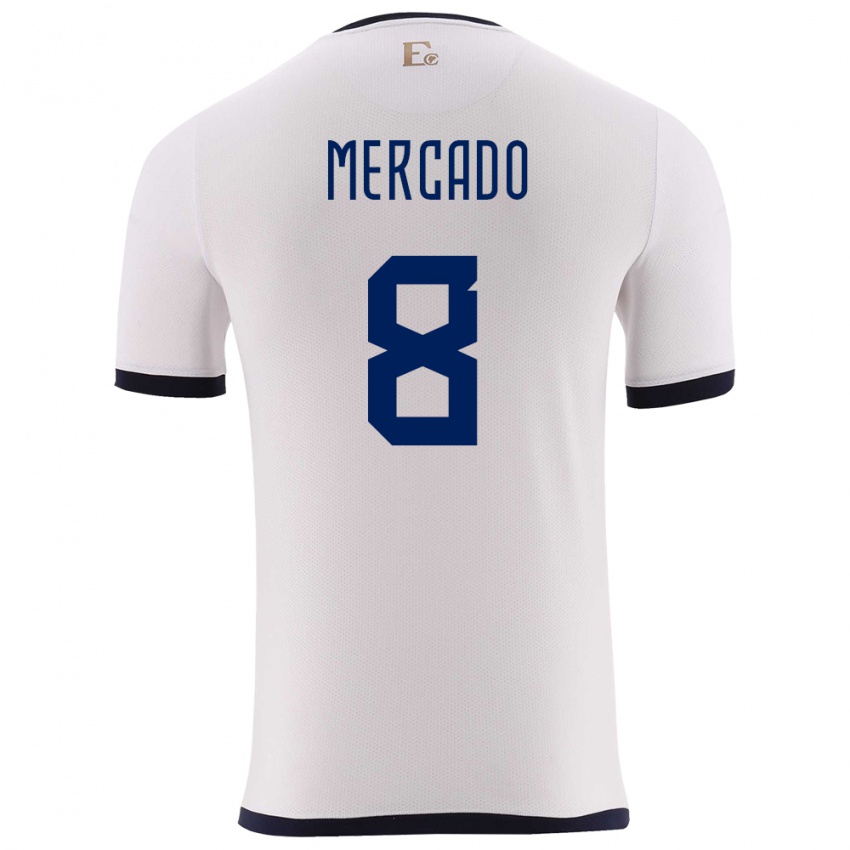 Uomo Maglia Ecuador Patrik Mercado #8 Bianco Kit Gara Away 24-26 Maglietta