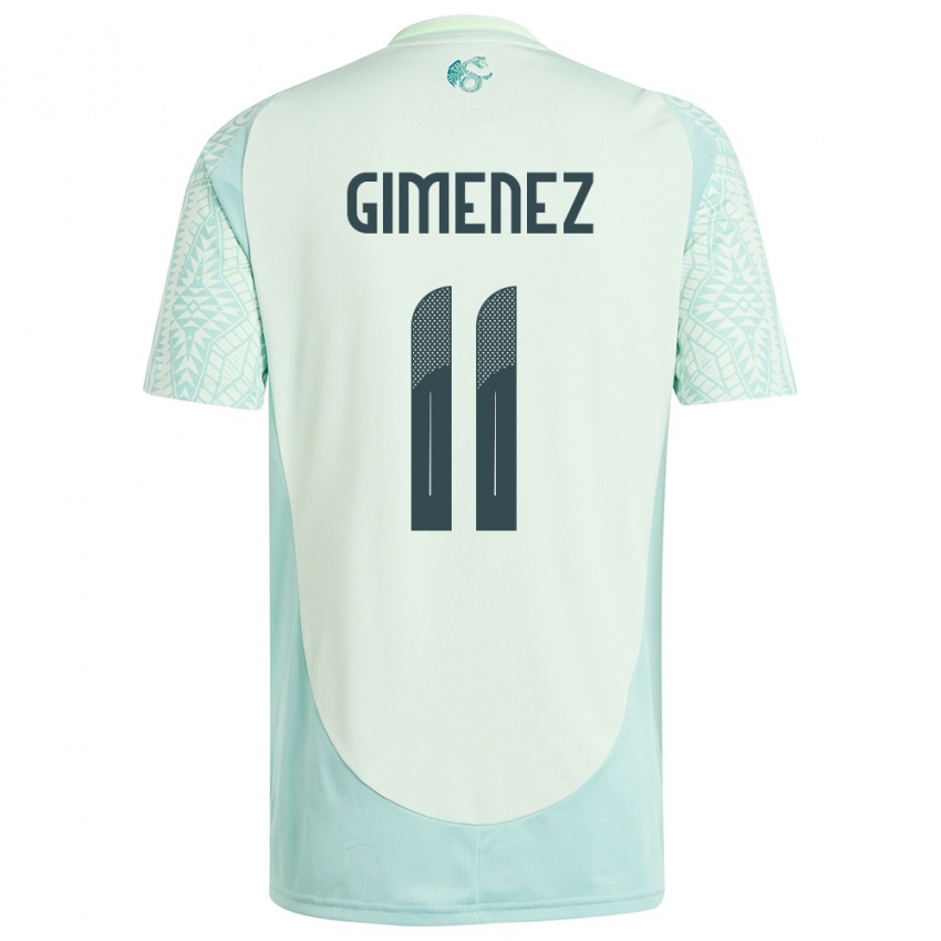 Uomo Maglia Messico Santiago Gimenez #11 Lino Verde Kit Gara Away 24-26 Maglietta