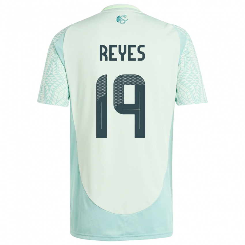 Uomo Maglia Messico Israel Reyes #19 Lino Verde Kit Gara Away 24-26 Maglietta