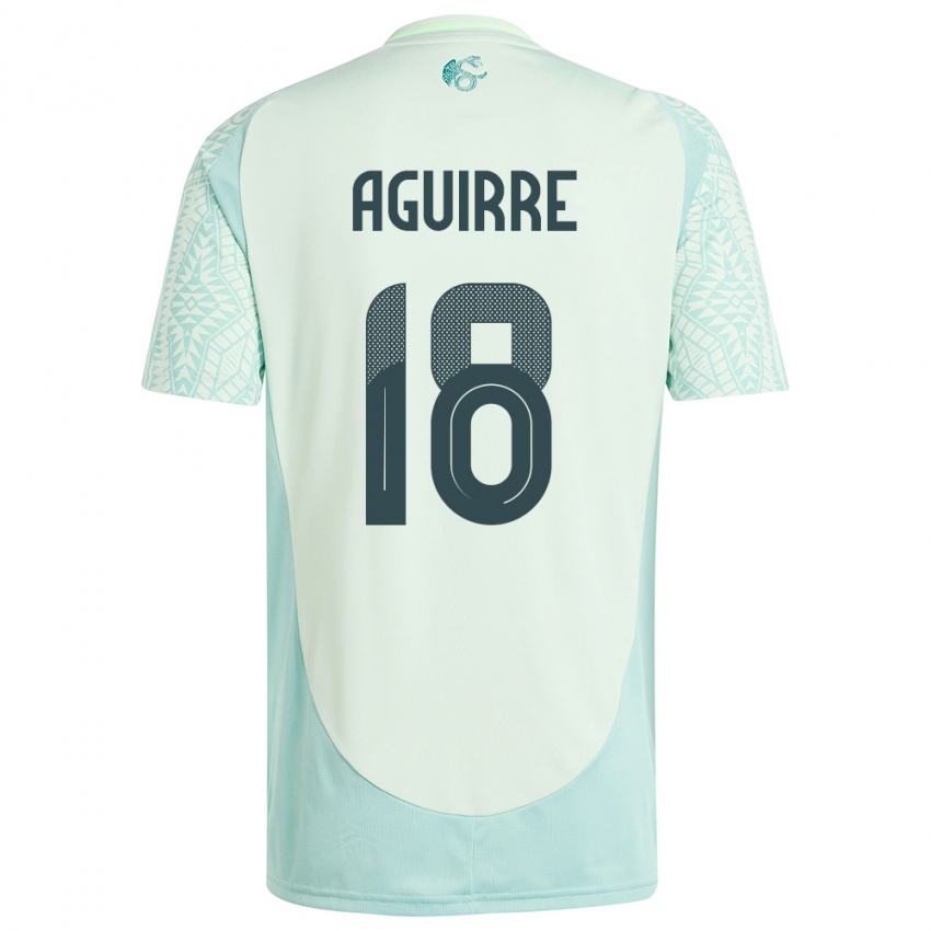 Uomo Maglia Messico Eduardo Aguirre #18 Lino Verde Kit Gara Away 24-26 Maglietta