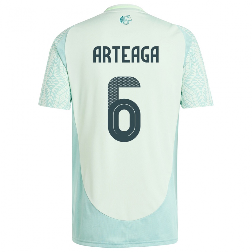 Uomo Maglia Messico Gerardo Arteaga #6 Lino Verde Kit Gara Away 24-26 Maglietta