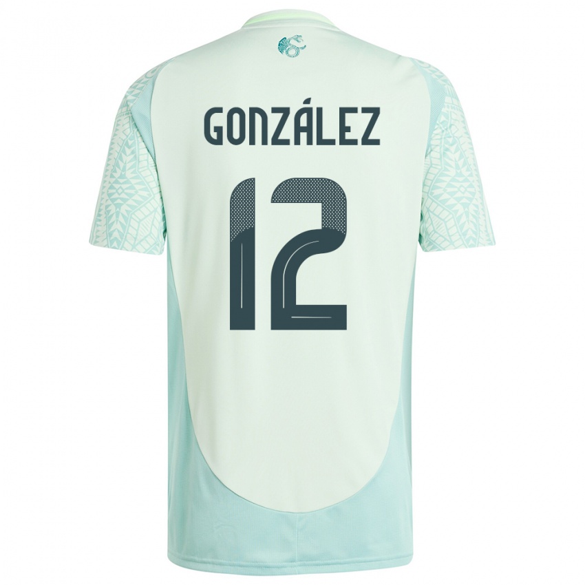 Uomo Maglia Messico Itzel Gonzalez #12 Lino Verde Kit Gara Away 24-26 Maglietta