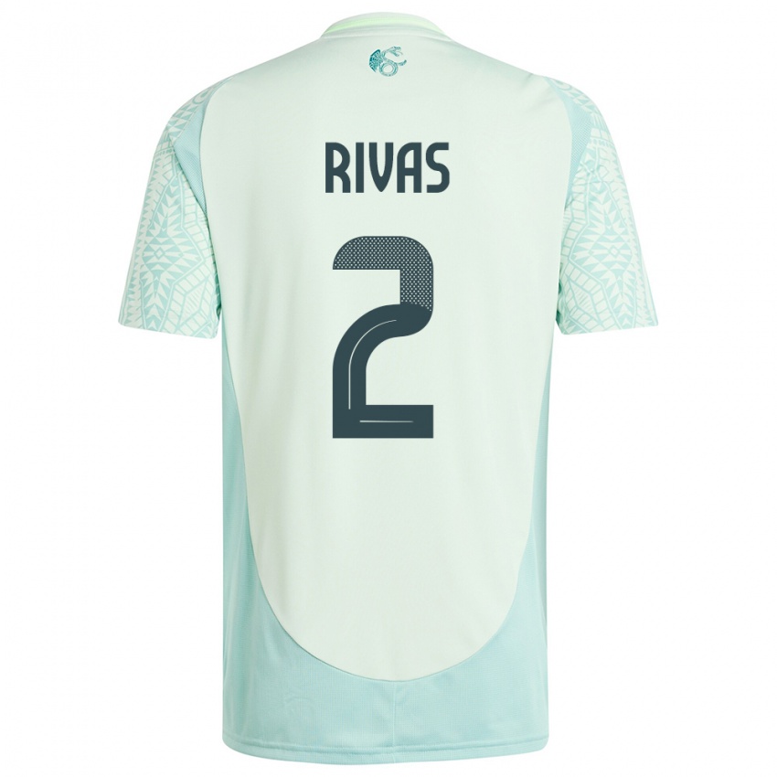 Uomo Maglia Messico Jesus Rivas #2 Lino Verde Kit Gara Away 24-26 Maglietta