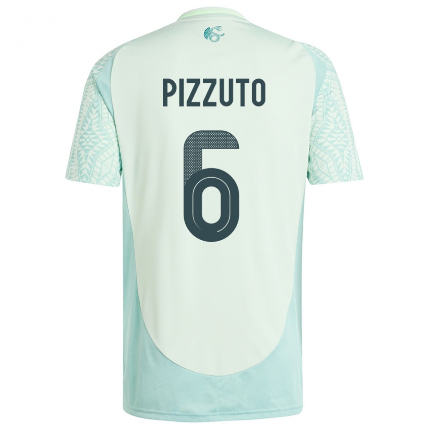 Uomo Maglia Messico Eugenio Pizzuto #6 Lino Verde Kit Gara Away 24-26 Maglietta