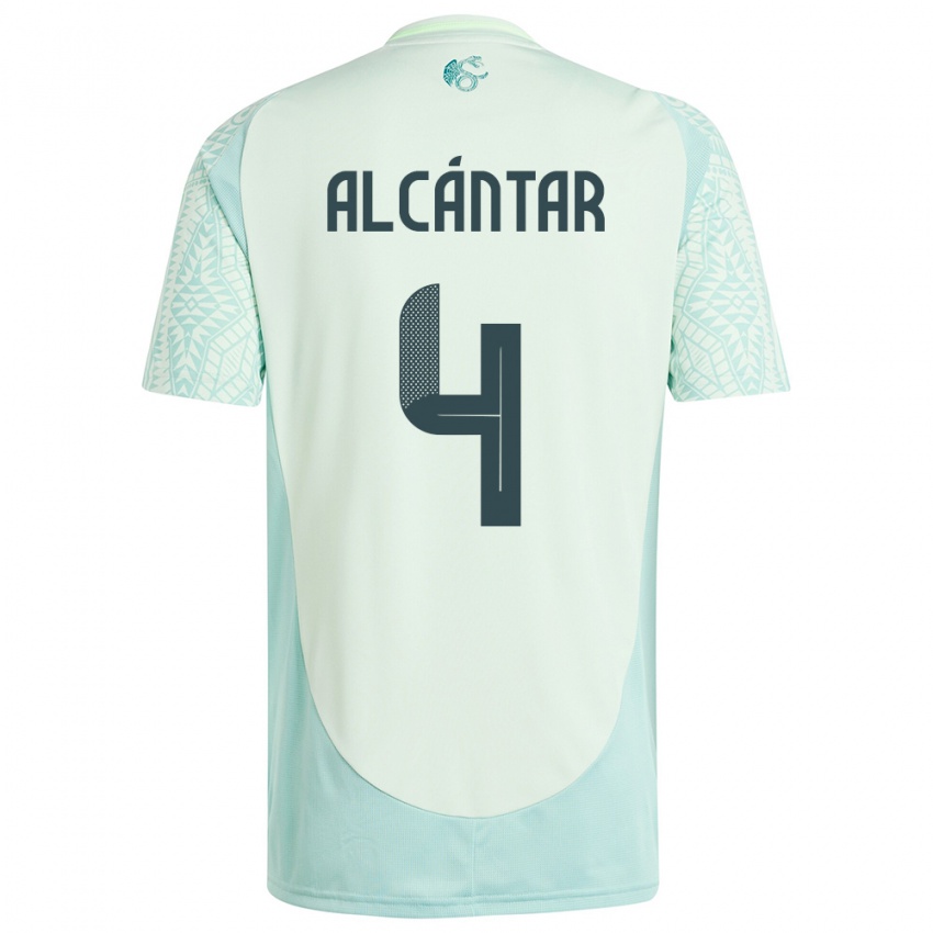 Uomo Maglia Messico Jesus Alcantar #4 Lino Verde Kit Gara Away 24-26 Maglietta