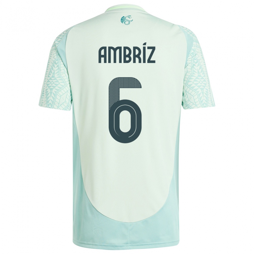 Uomo Maglia Messico Fidel Ambriz #6 Lino Verde Kit Gara Away 24-26 Maglietta