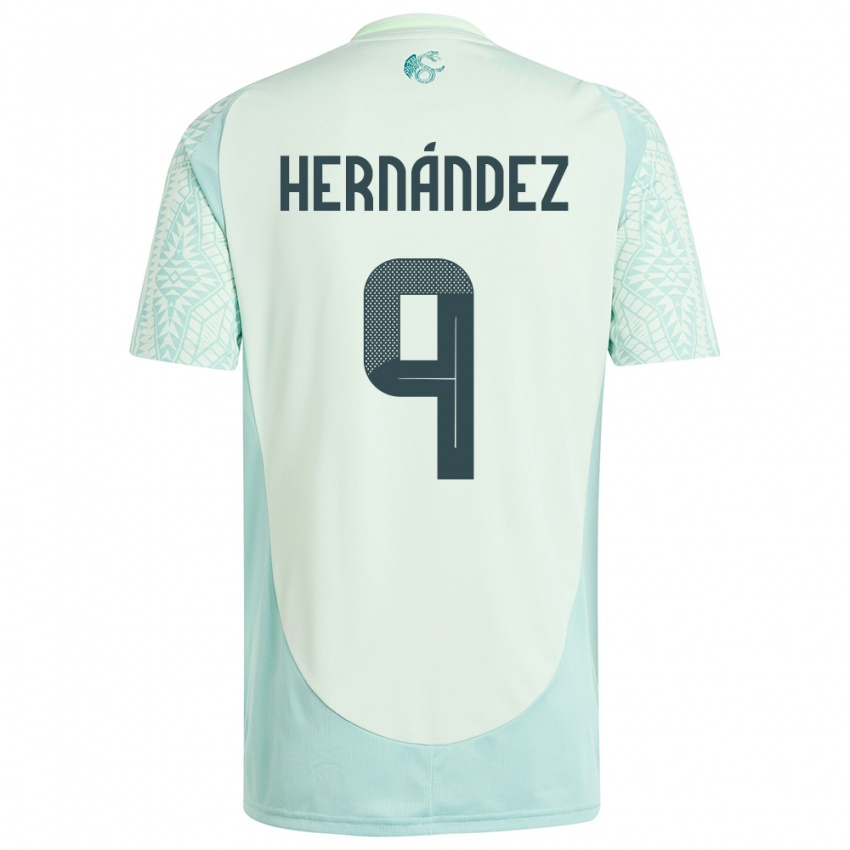 Uomo Maglia Messico Jesus Hernandez #9 Lino Verde Kit Gara Away 24-26 Maglietta