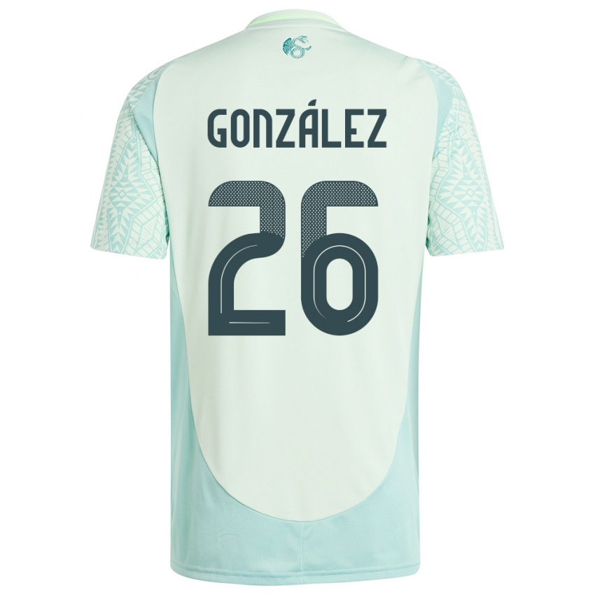 Uomo Maglia Messico Bryan Gonzalez #26 Lino Verde Kit Gara Away 24-26 Maglietta