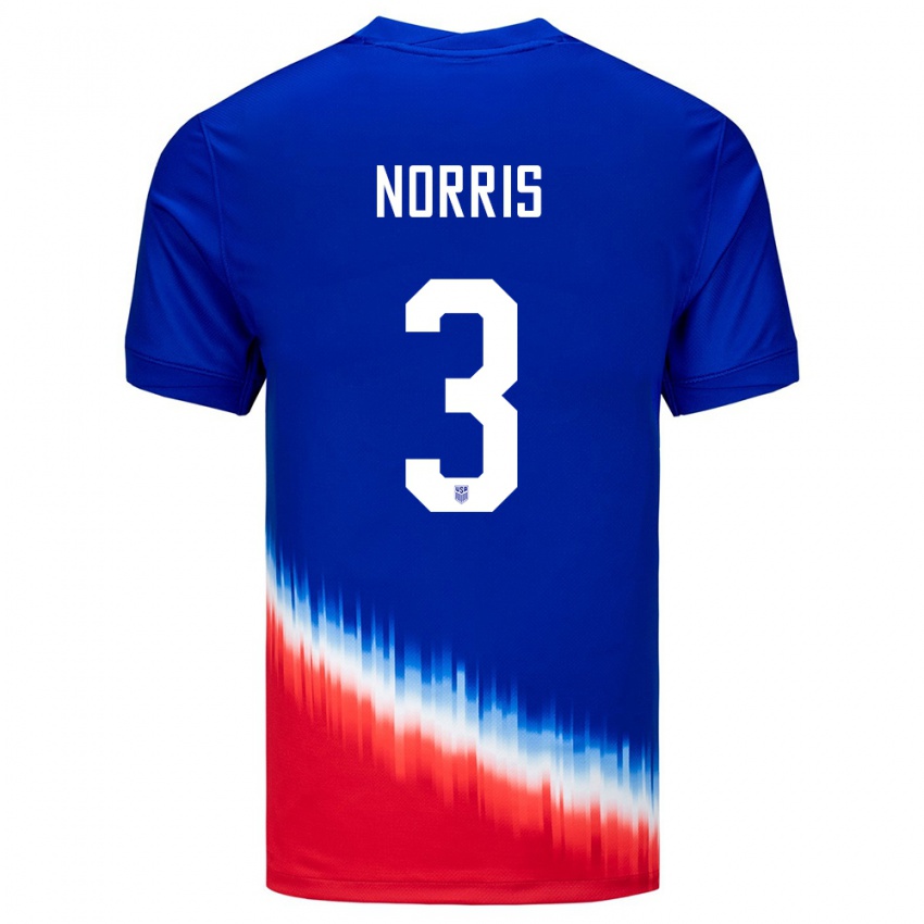 Uomo Maglia Stati Uniti Nolan Norris #3 Blu Kit Gara Away 24-26 Maglietta