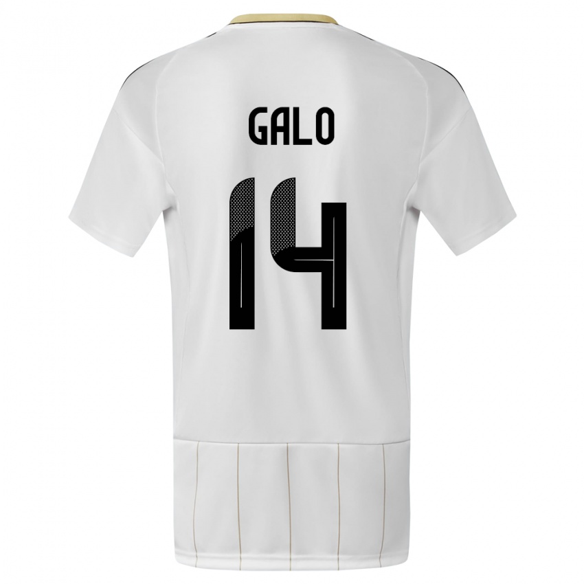 Uomo Maglia Costa Rica Orlando Galo #14 Bianco Kit Gara Away 24-26 Maglietta