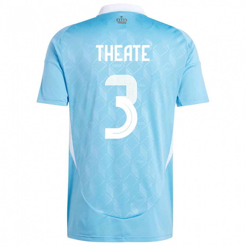 Uomo Maglia Belgio Arthur Theate #3 Blu Kit Gara Away 24-26 Maglietta