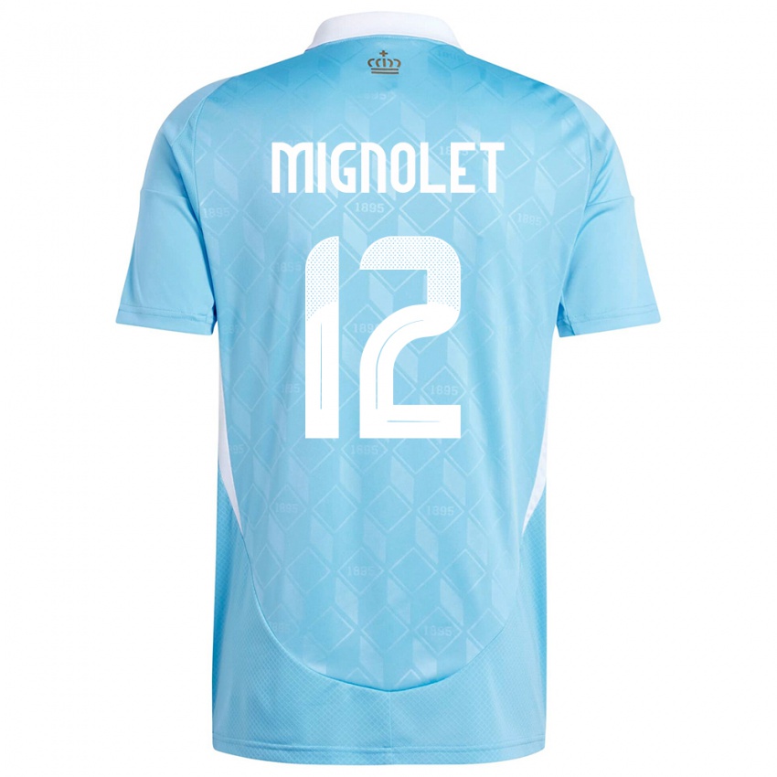 Uomo Maglia Belgio Simon Mignolet #12 Blu Kit Gara Away 24-26 Maglietta