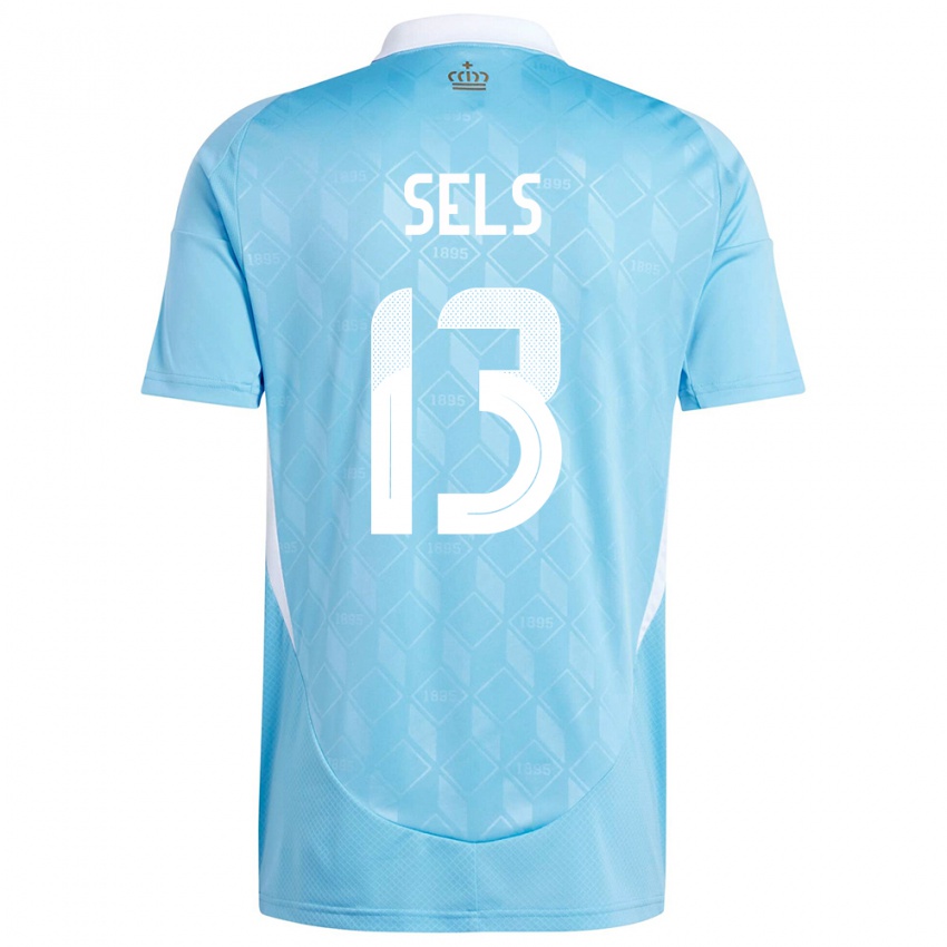 Uomo Maglia Belgio Matz Sels #13 Blu Kit Gara Away 24-26 Maglietta