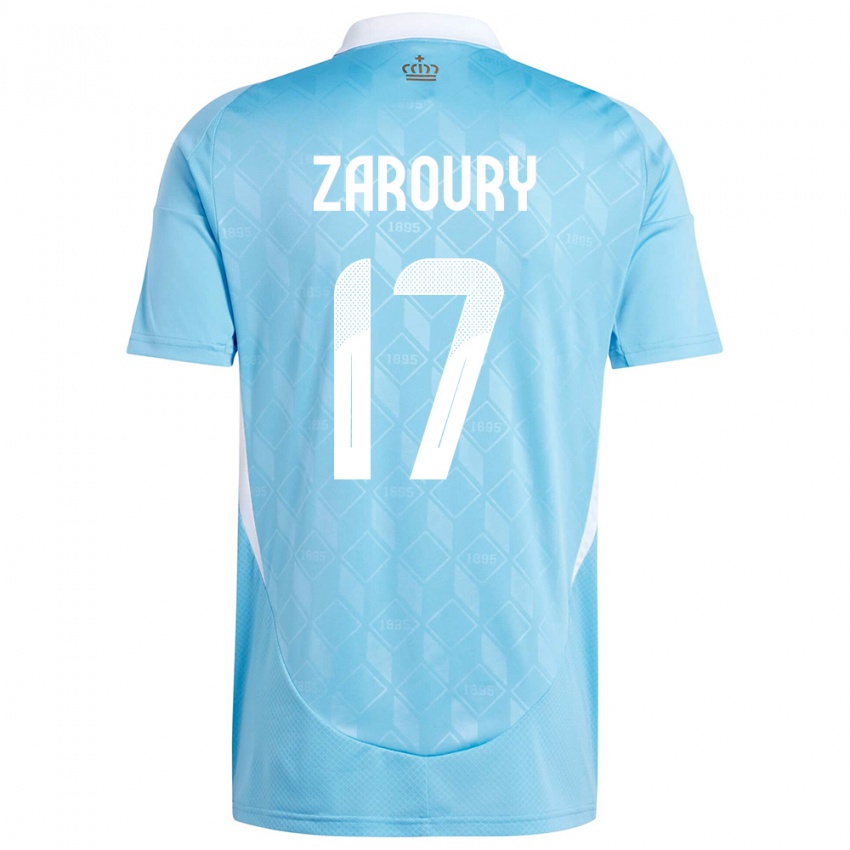 Uomo Maglia Belgio Anass Zaroury #17 Blu Kit Gara Away 24-26 Maglietta