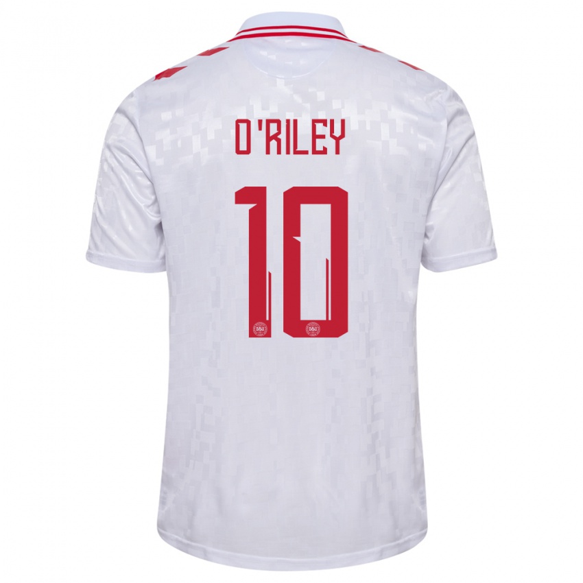 Uomo Maglia Danimarca Matt O Riley #10 Bianco Kit Gara Away 24-26 Maglietta