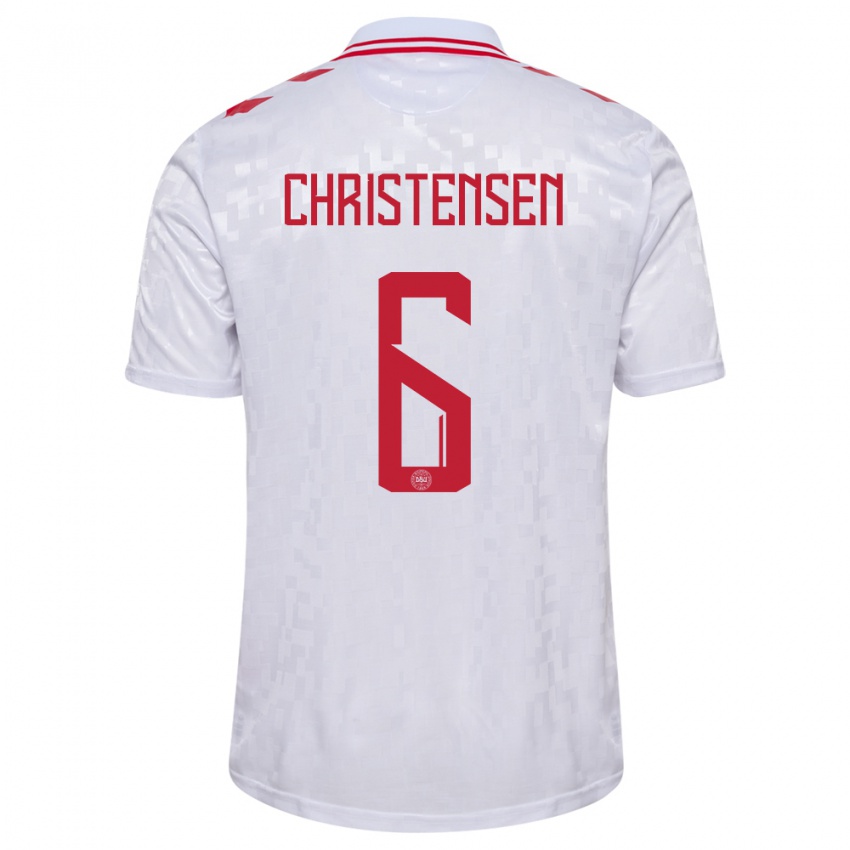 Uomo Maglia Danimarca Andreas Christensen #6 Bianco Kit Gara Away 24-26 Maglietta