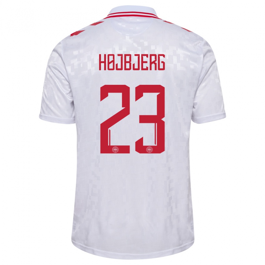 Uomo Maglia Danimarca Pierre Emile Hojbjerg #23 Bianco Kit Gara Away 24-26 Maglietta