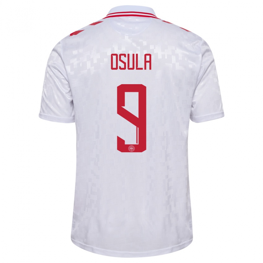 Uomo Maglia Danimarca William Osula #9 Bianco Kit Gara Away 24-26 Maglietta