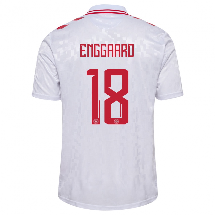 Uomo Maglia Danimarca Mads Enggaard #18 Bianco Kit Gara Away 24-26 Maglietta