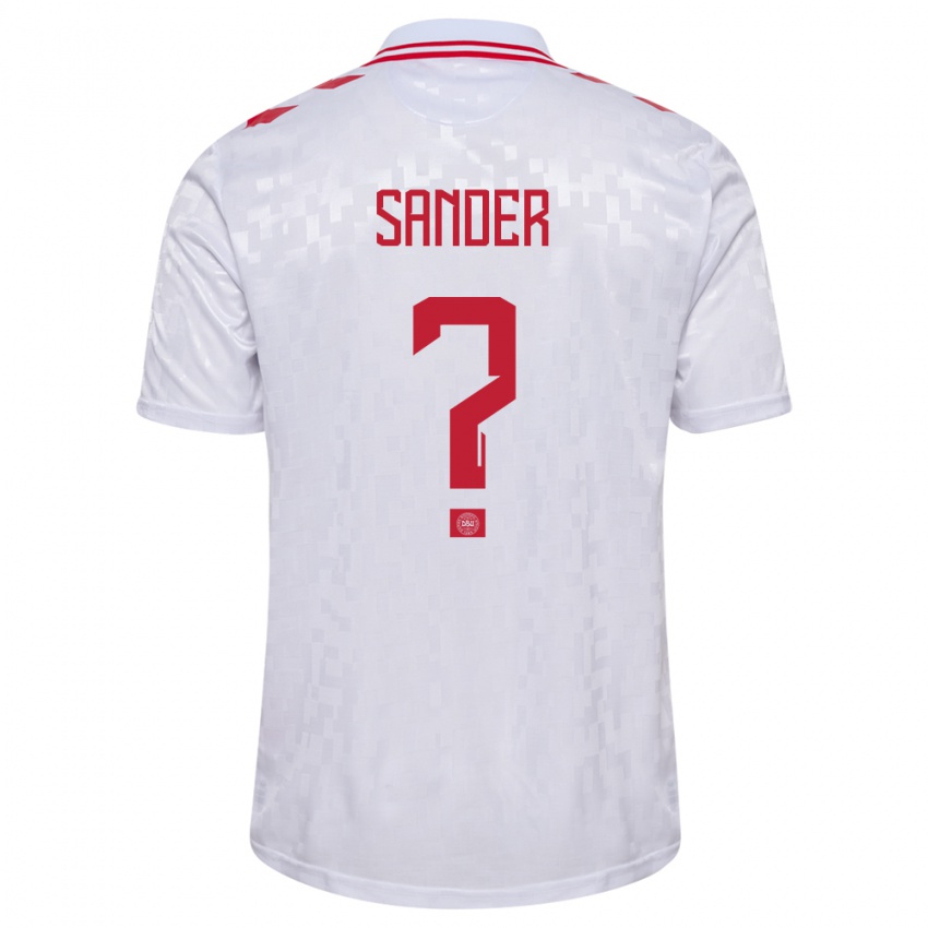 Uomo Maglia Danimarca Theo Sander #0 Bianco Kit Gara Away 24-26 Maglietta