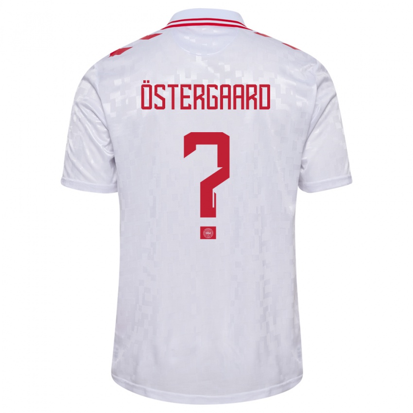 Uomo Maglia Danimarca Christian Östergaard #0 Bianco Kit Gara Away 24-26 Maglietta