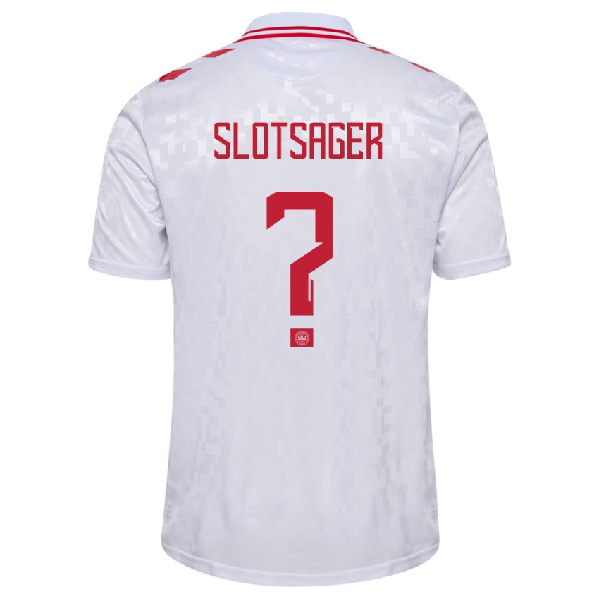 Uomo Maglia Danimarca Tobias Slotsager #0 Bianco Kit Gara Away 24-26 Maglietta