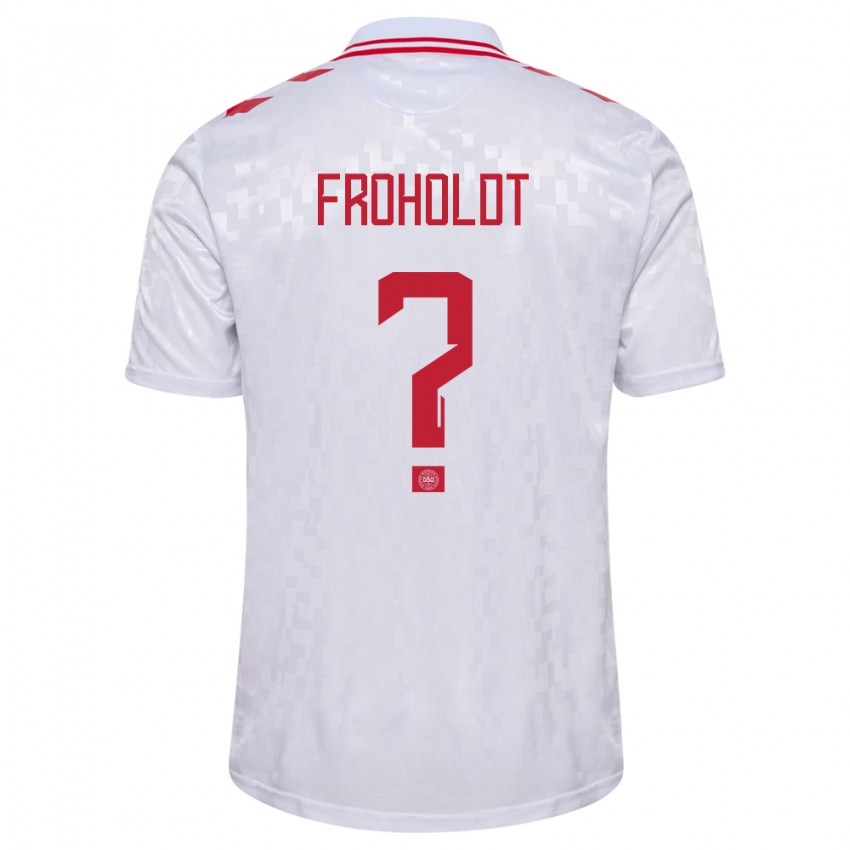 Uomo Maglia Danimarca Victor Froholdt #0 Bianco Kit Gara Away 24-26 Maglietta