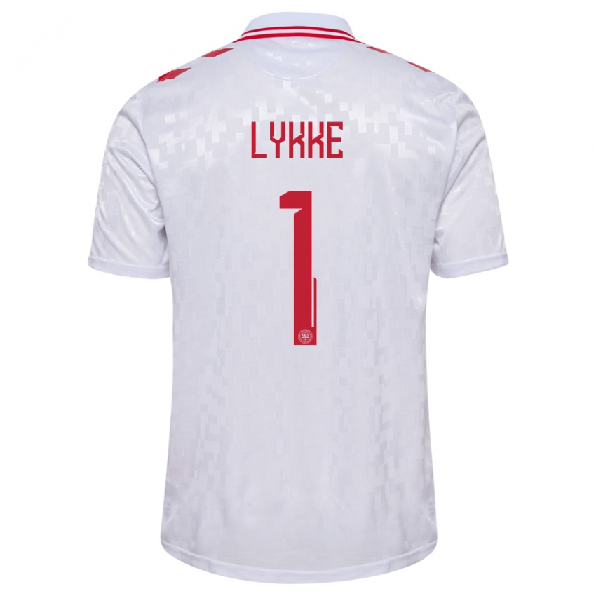 Uomo Maglia Danimarca William Lykke #1 Bianco Kit Gara Away 24-26 Maglietta