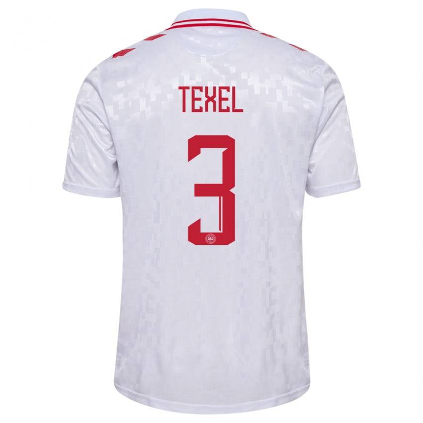 Uomo Maglia Danimarca Pontus Texel #3 Bianco Kit Gara Away 24-26 Maglietta