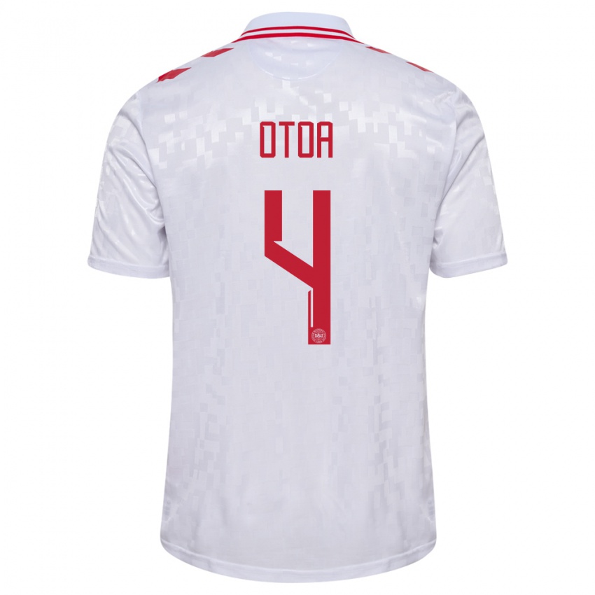 Uomo Maglia Danimarca Sebastian Otoa #4 Bianco Kit Gara Away 24-26 Maglietta