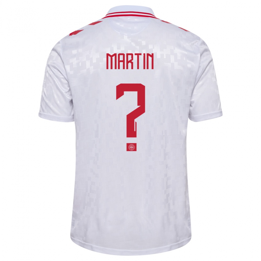 Uomo Maglia Danimarca Lucas Martin #0 Bianco Kit Gara Away 24-26 Maglietta