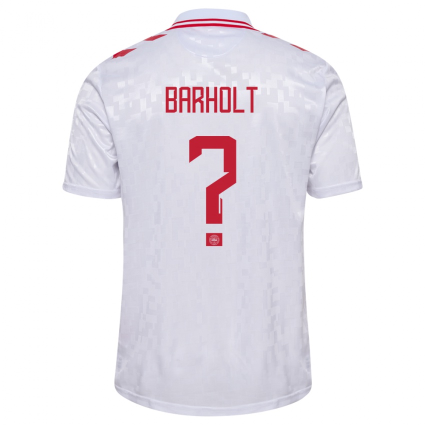 Uomo Maglia Danimarca Noah Barholt #0 Bianco Kit Gara Away 24-26 Maglietta