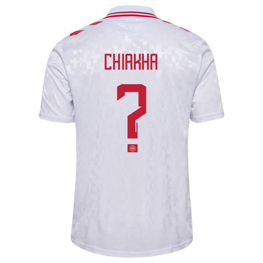 Uomo Maglia Danimarca Amin Chiakha #0 Bianco Kit Gara Away 24-26 Maglietta