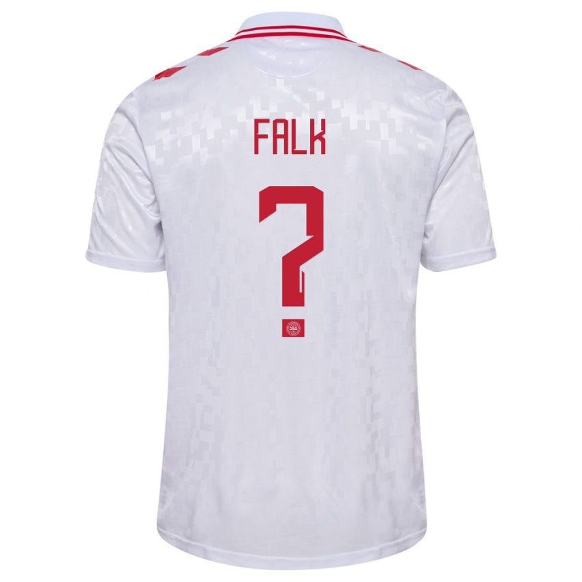 Uomo Maglia Danimarca Lukas Falk #0 Bianco Kit Gara Away 24-26 Maglietta