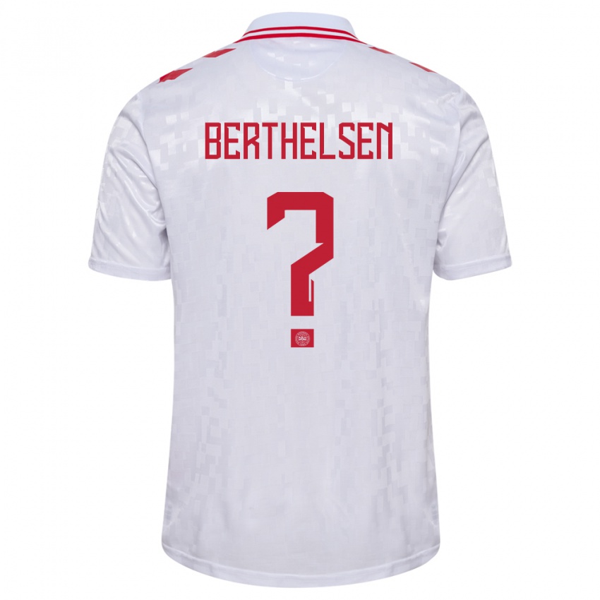 Uomo Maglia Danimarca Villum Berthelsen #0 Bianco Kit Gara Away 24-26 Maglietta