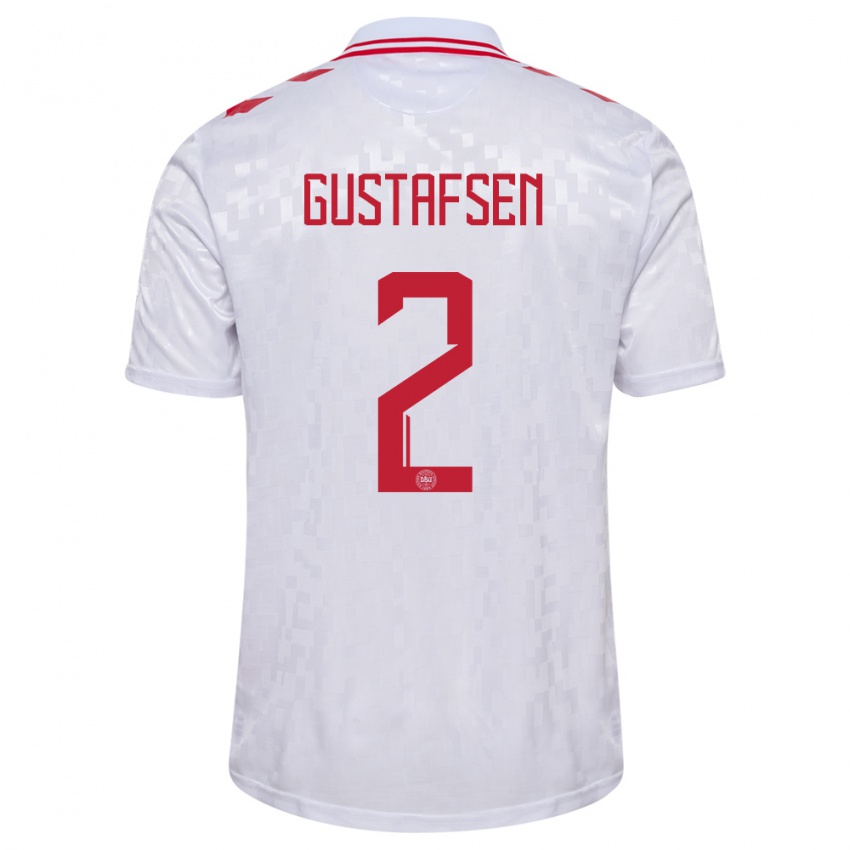 Uomo Maglia Danimarca Victor Gustafsen #2 Bianco Kit Gara Away 24-26 Maglietta