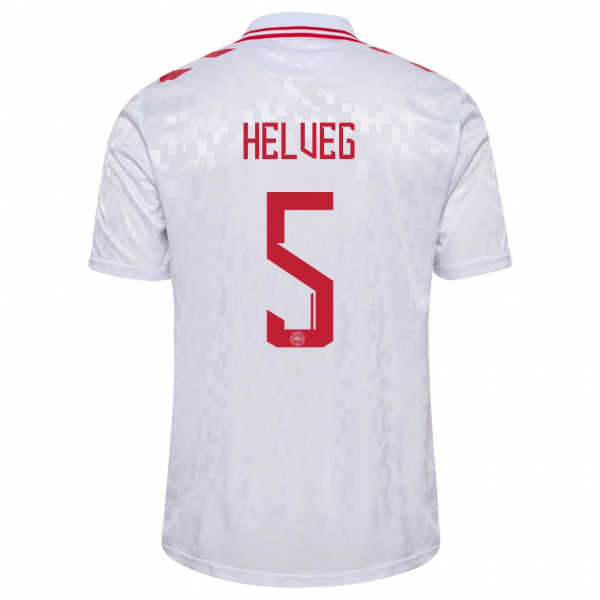 Uomo Maglia Danimarca Richard Helveg #5 Bianco Kit Gara Away 24-26 Maglietta