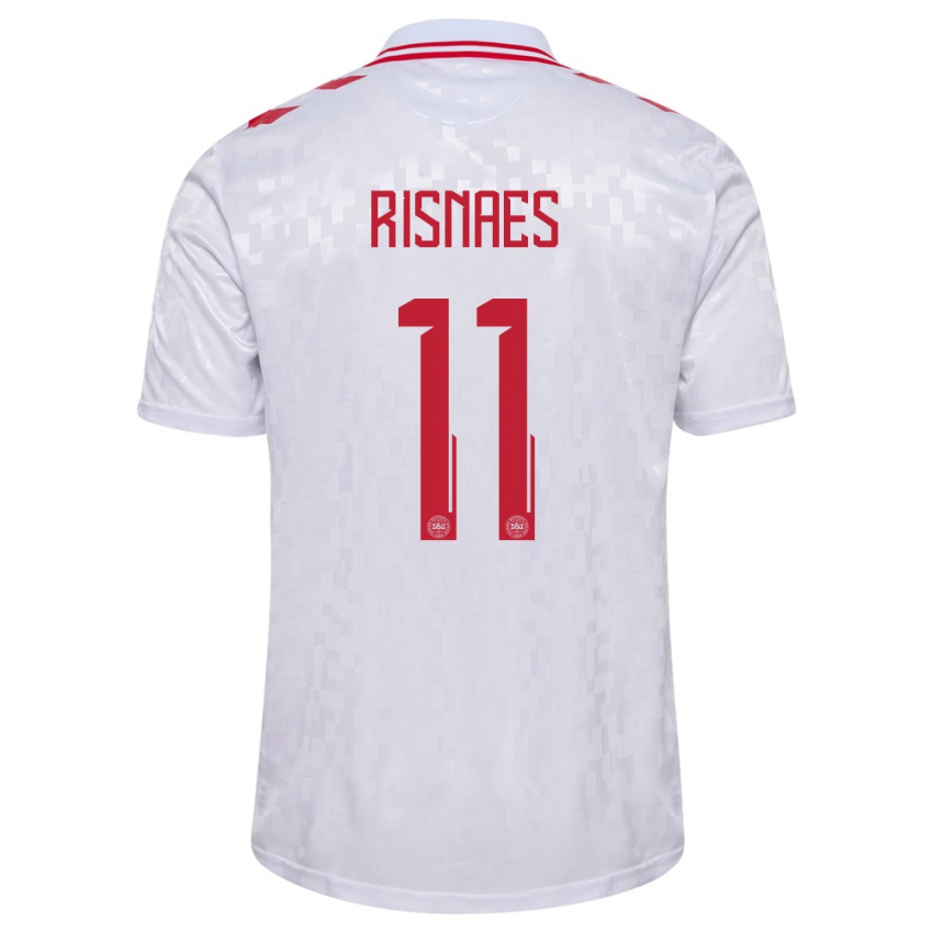 Uomo Maglia Danimarca Roberto Risnaes #11 Bianco Kit Gara Away 24-26 Maglietta