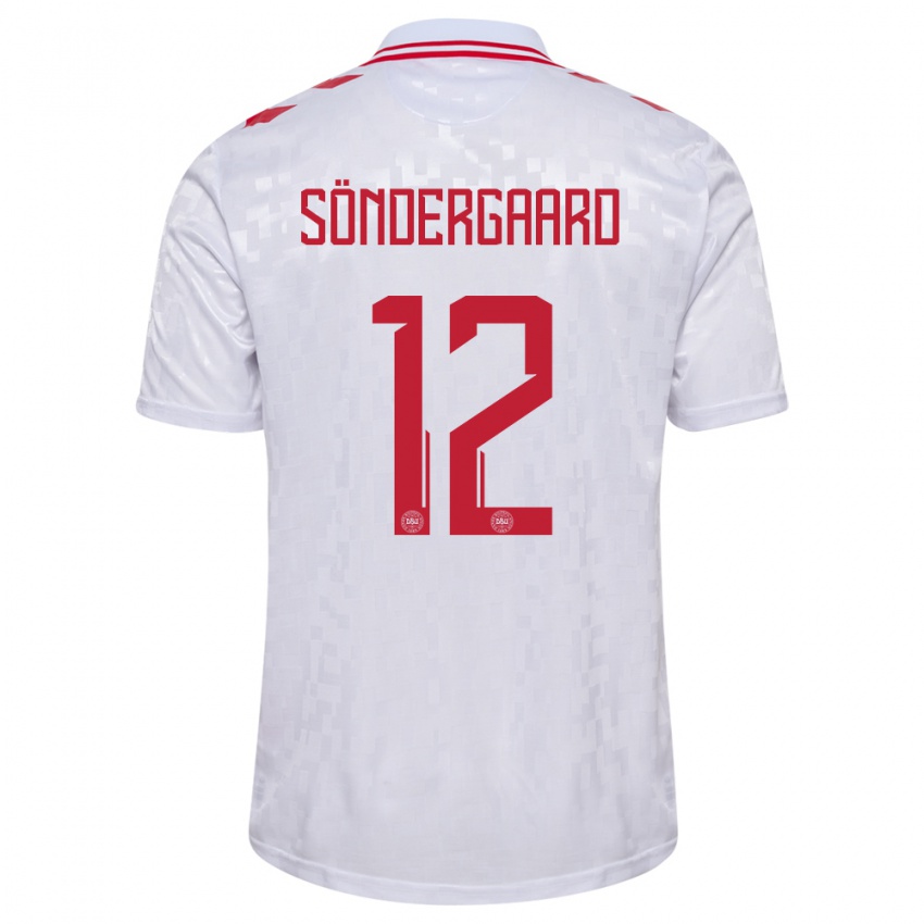 Uomo Maglia Danimarca Philip Söndergaard #12 Bianco Kit Gara Away 24-26 Maglietta