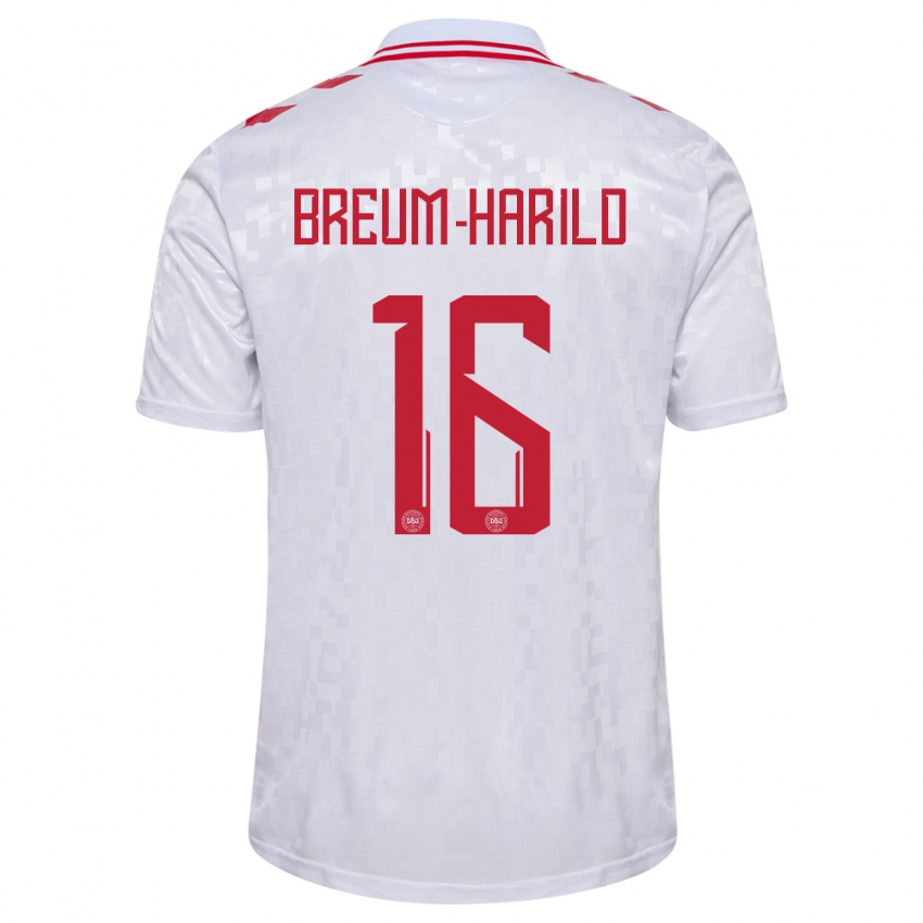 Uomo Maglia Danimarca Tobias Breum-Harild #16 Bianco Kit Gara Away 24-26 Maglietta