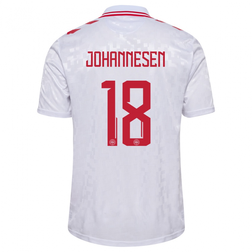 Uomo Maglia Danimarca Sofus Johannesen #18 Bianco Kit Gara Away 24-26 Maglietta