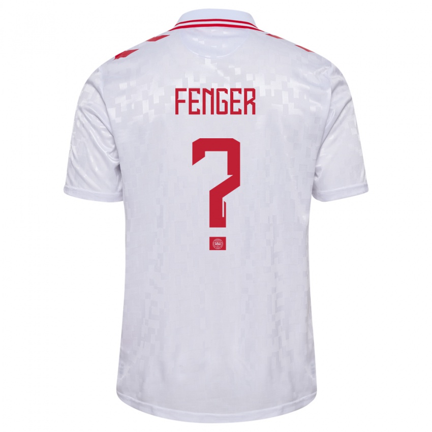 Uomo Maglia Danimarca Oskar Fenger #0 Bianco Kit Gara Away 24-26 Maglietta