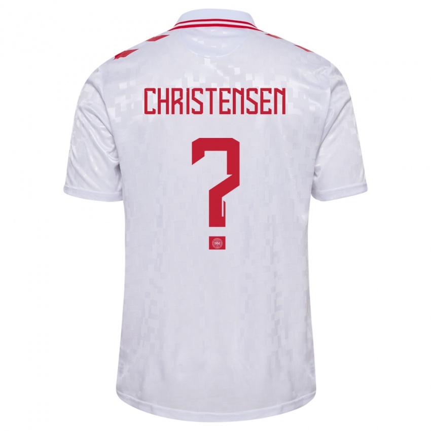 Uomo Maglia Danimarca Sebastian Christensen #0 Bianco Kit Gara Away 24-26 Maglietta