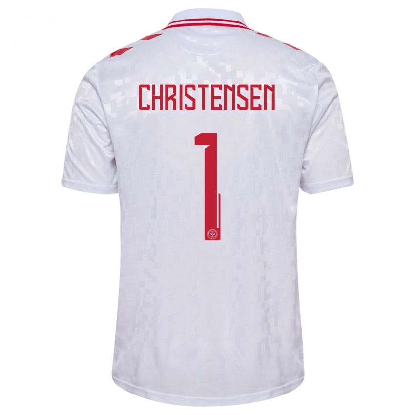 Uomo Maglia Danimarca Lene Christensen #1 Bianco Kit Gara Away 24-26 Maglietta