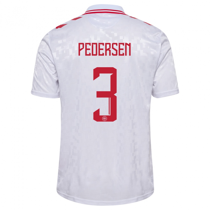 Uomo Maglia Danimarca Stine Ballisager Pedersen #3 Bianco Kit Gara Away 24-26 Maglietta