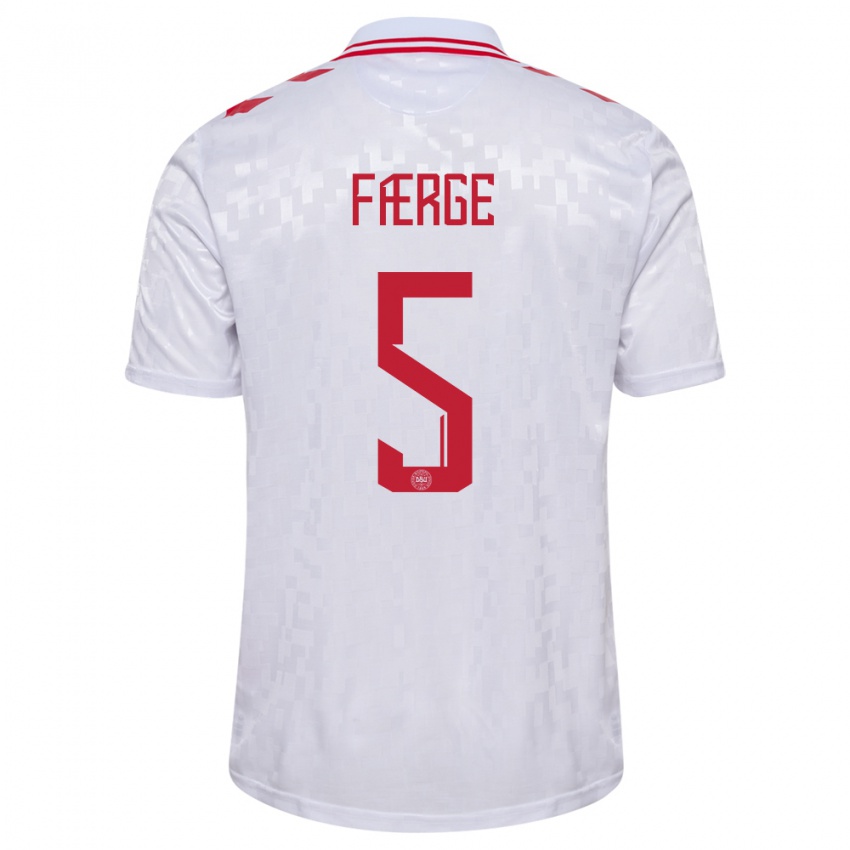 Uomo Maglia Danimarca Emma Farge #5 Bianco Kit Gara Away 24-26 Maglietta