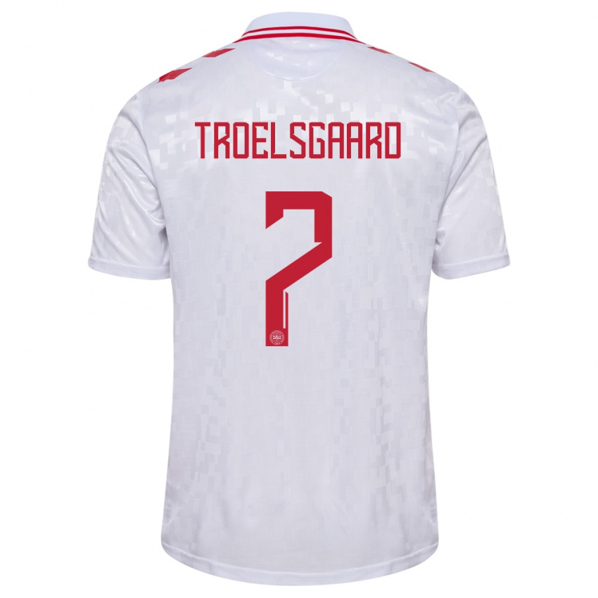 Uomo Maglia Danimarca Sanne Troelsgaard #7 Bianco Kit Gara Away 24-26 Maglietta