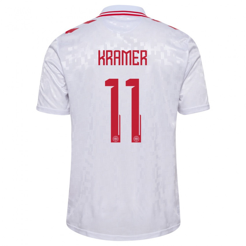 Uomo Maglia Danimarca Cornelia Kramer #11 Bianco Kit Gara Away 24-26 Maglietta